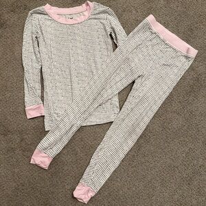 Little Sleepies white and black polkadot with pink trim pajama set